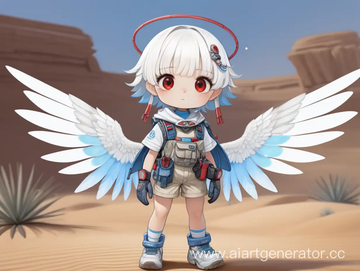 Adventurous-Little-Girl-with-Halo-and-Wings-Exploring-Desert-Landscape