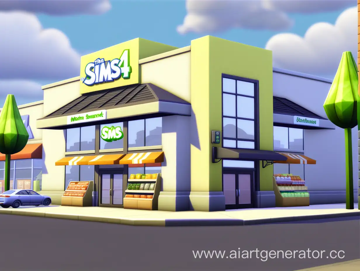 The Sims 4 modern supermarket exterior