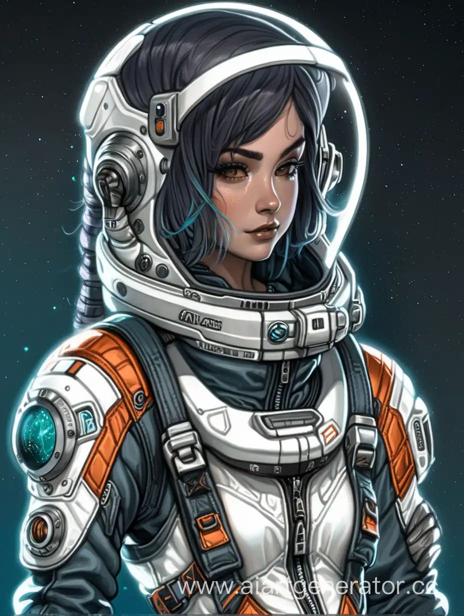 Spacepunk space suits, female character 