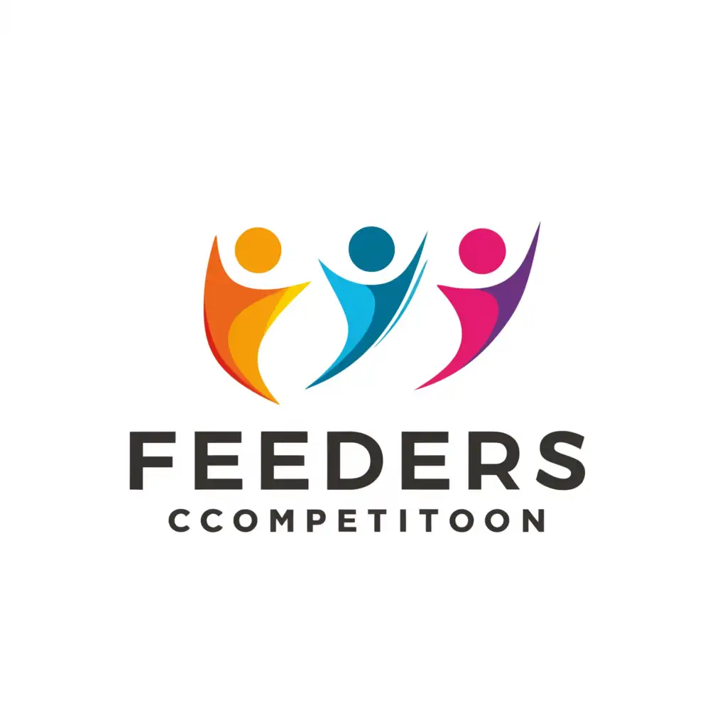 a logo design,with the text "Feeders Schools Competition", main symbol:Three children running,Minimalistic,be used in Sports Fitness industry,clear background