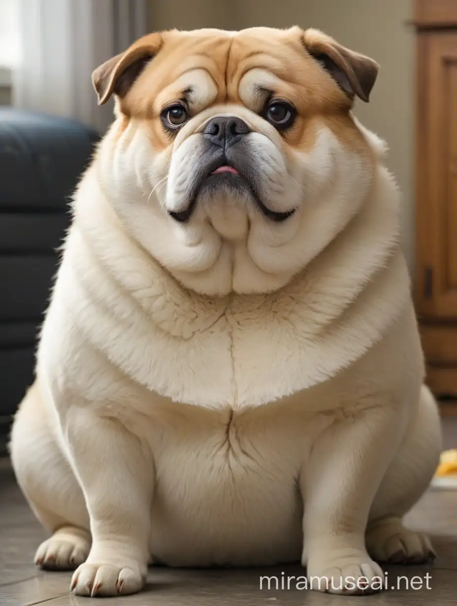 Adorable Overweight Dog with a Melancholic Expression