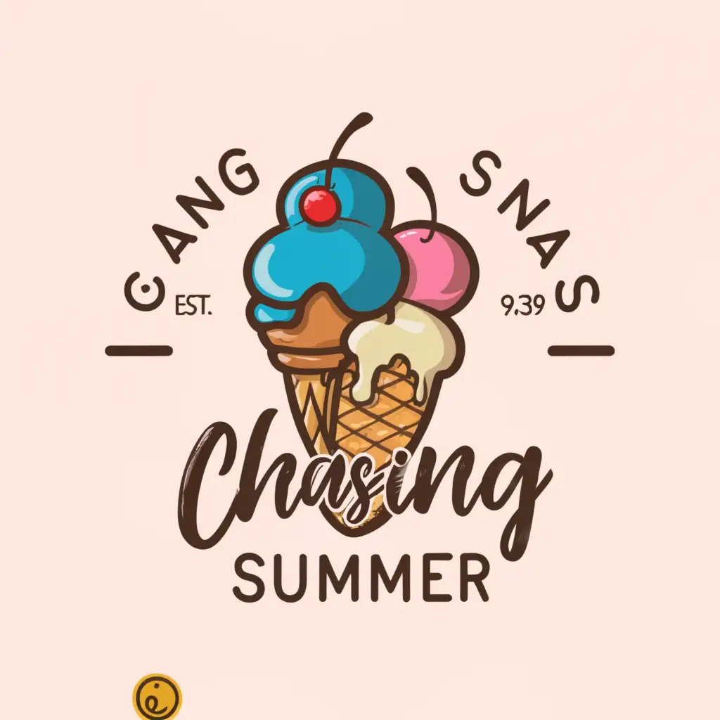 LOGO-Design-For-Chasing-Summer-Vibrant-Ice-Cream-Symbol-on-Clear-Background