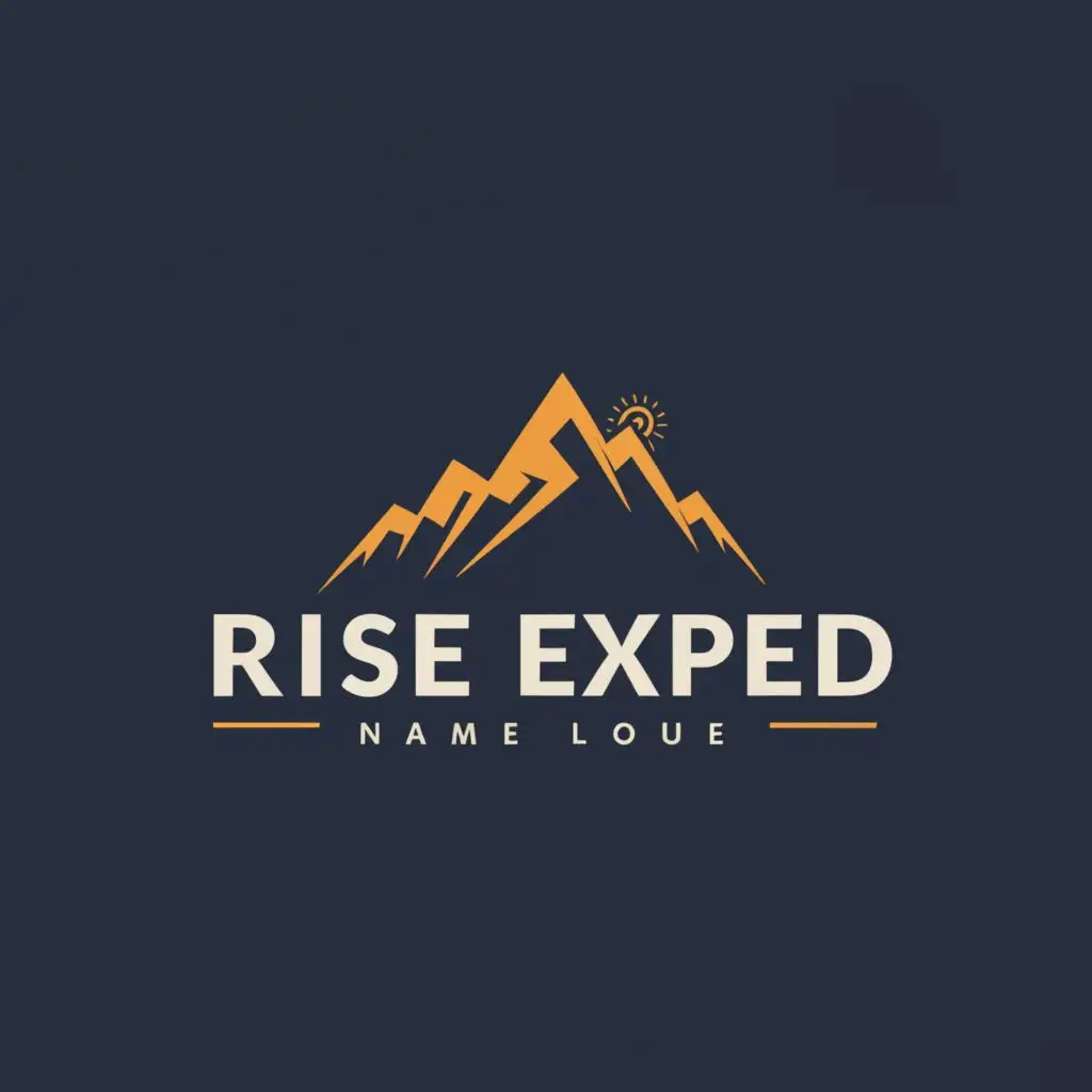 LOGO-Design-For-RISE-EXPED-Adventurethemed-Logo-with-Stylized-Mountain-Peak-and-Sunrise