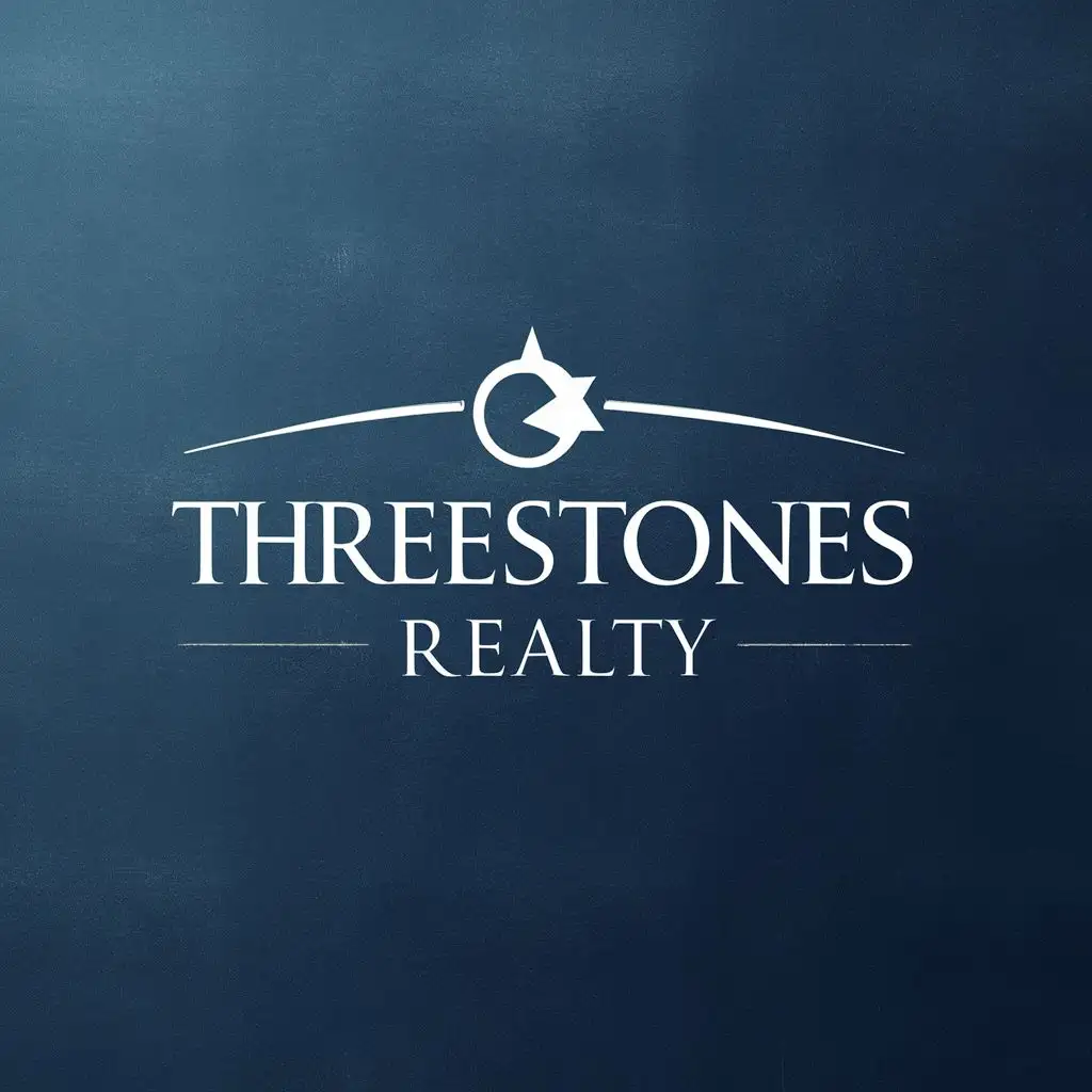 logo, whatever describes the name, with the text "threestones realty", typography