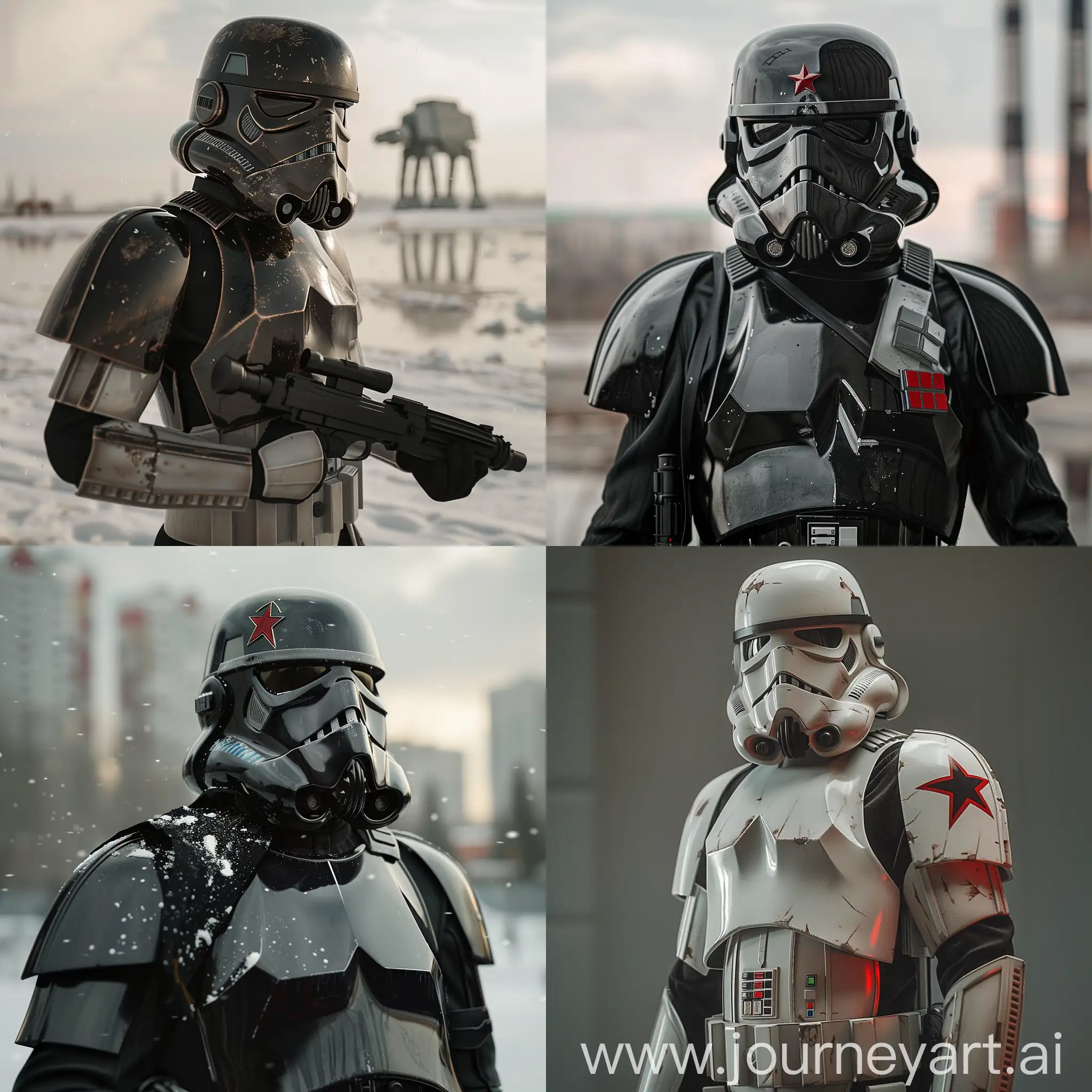 Generate a photo-realistic image of a star wars deathtrooper that works for soviet russia