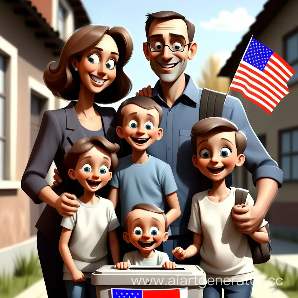  счастливая семья идёт на выборы 