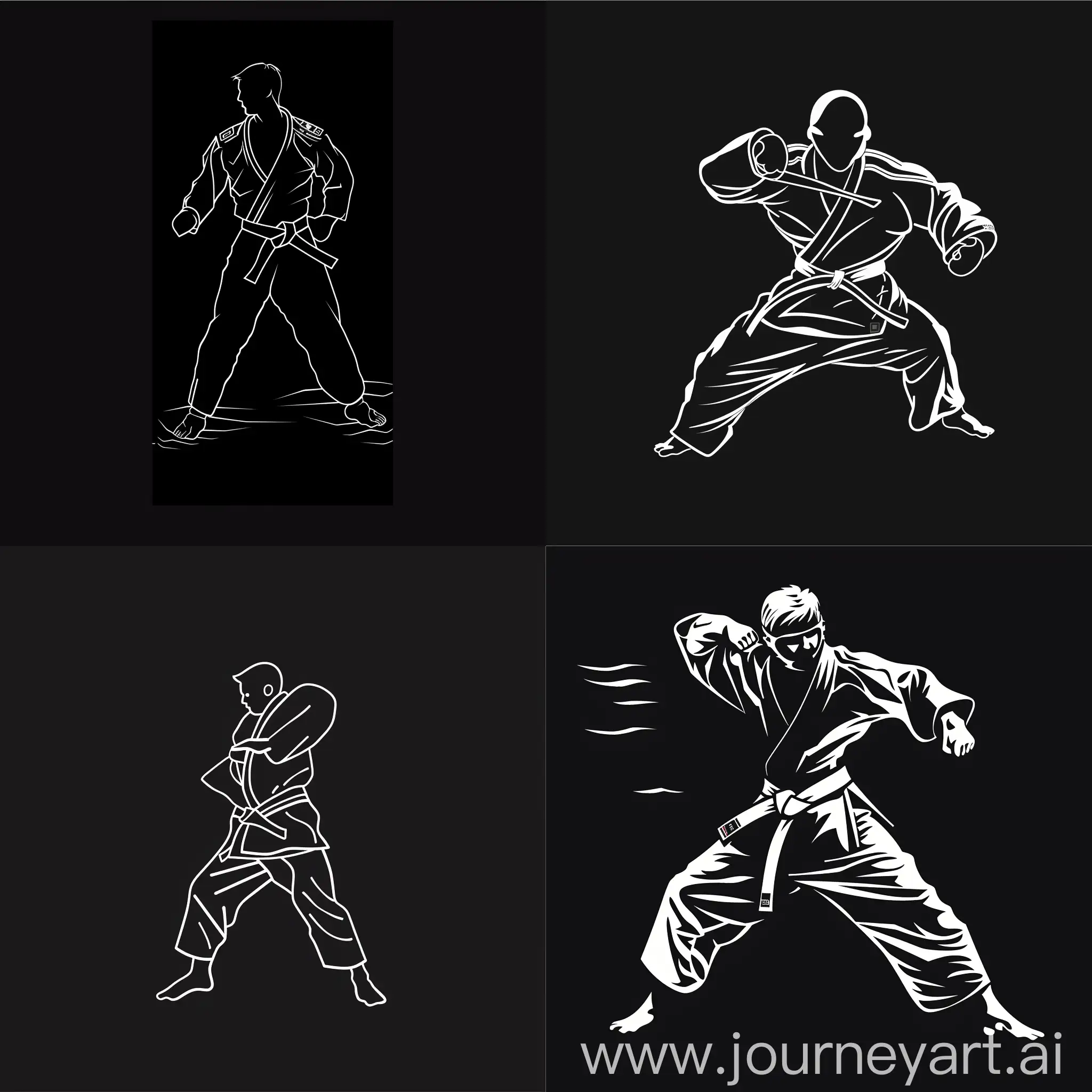 Monochrome-Outline-Style-Judo-Fighter-Logo