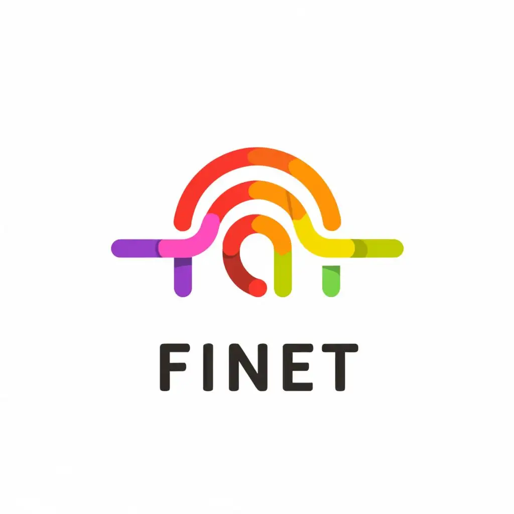 a logo design,with the text "FINET", main symbol:rainbow,Minimalistic,be used in Internet industry,clear background