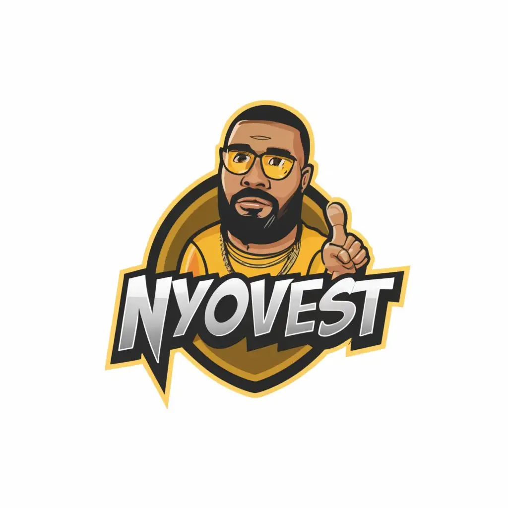 a logo design,with the text "Nyovest", main symbol:cartoon of cassper nyovest,complex,clear background