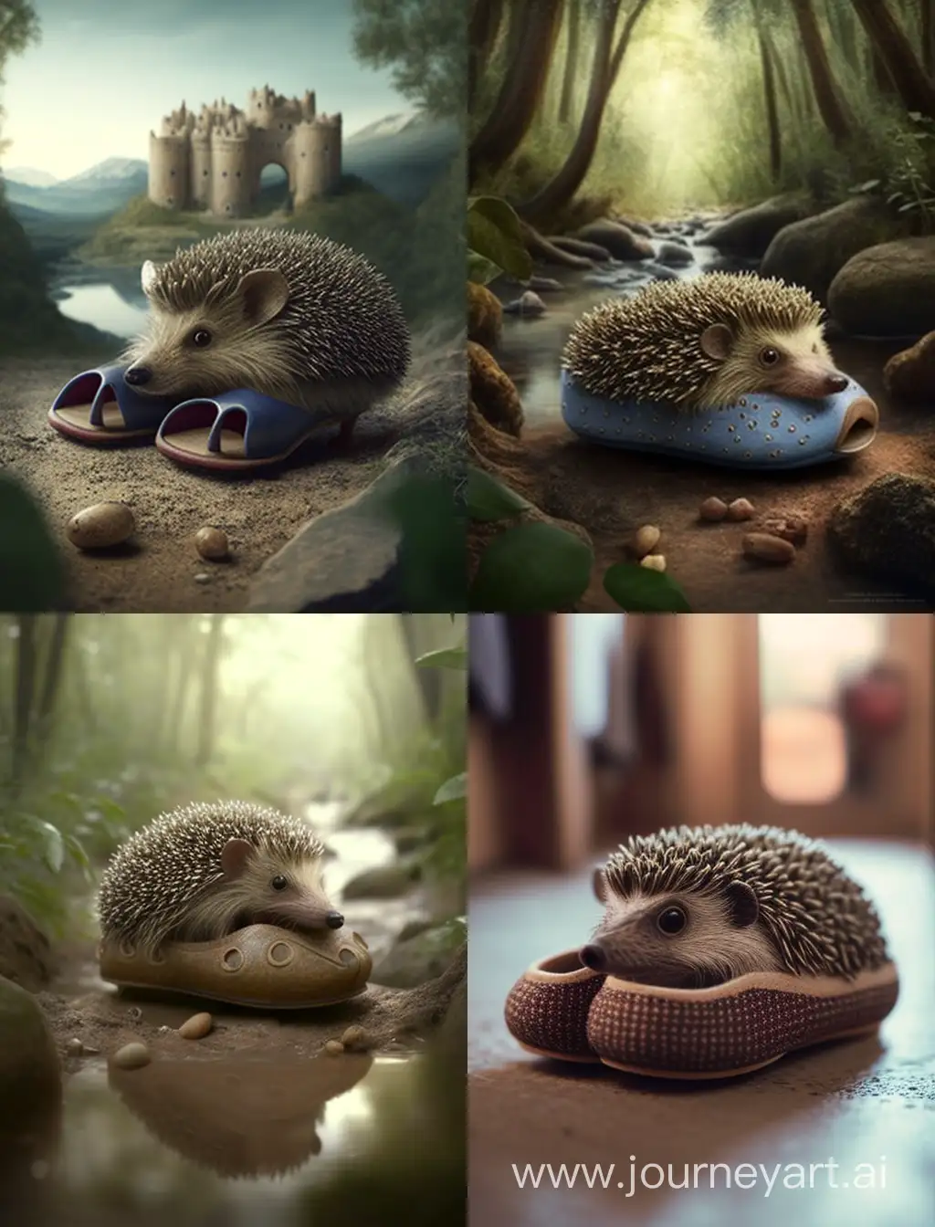 Hedgehogs-Wearing-Rubber-Slippers-Strolling-in-a-Whimsical-World