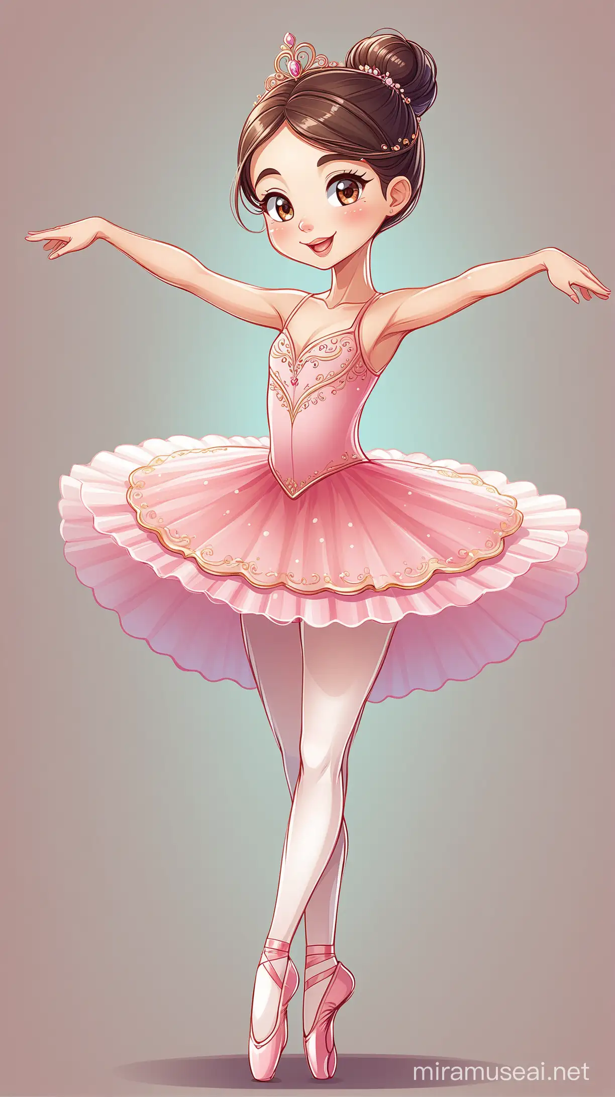 Cheerful Cartoon Ballet Dancer Performing with Humor