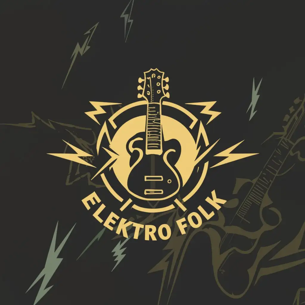a logo design,with the text "Elektro Folk", main symbol:Guitar and lightning,Moderate,clear background