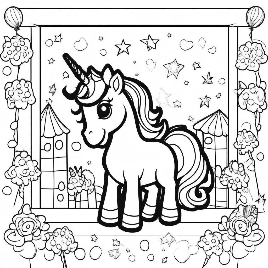 Cartoon-Unicorn-Party-Coloring-Page-with-Simple-Line-Art