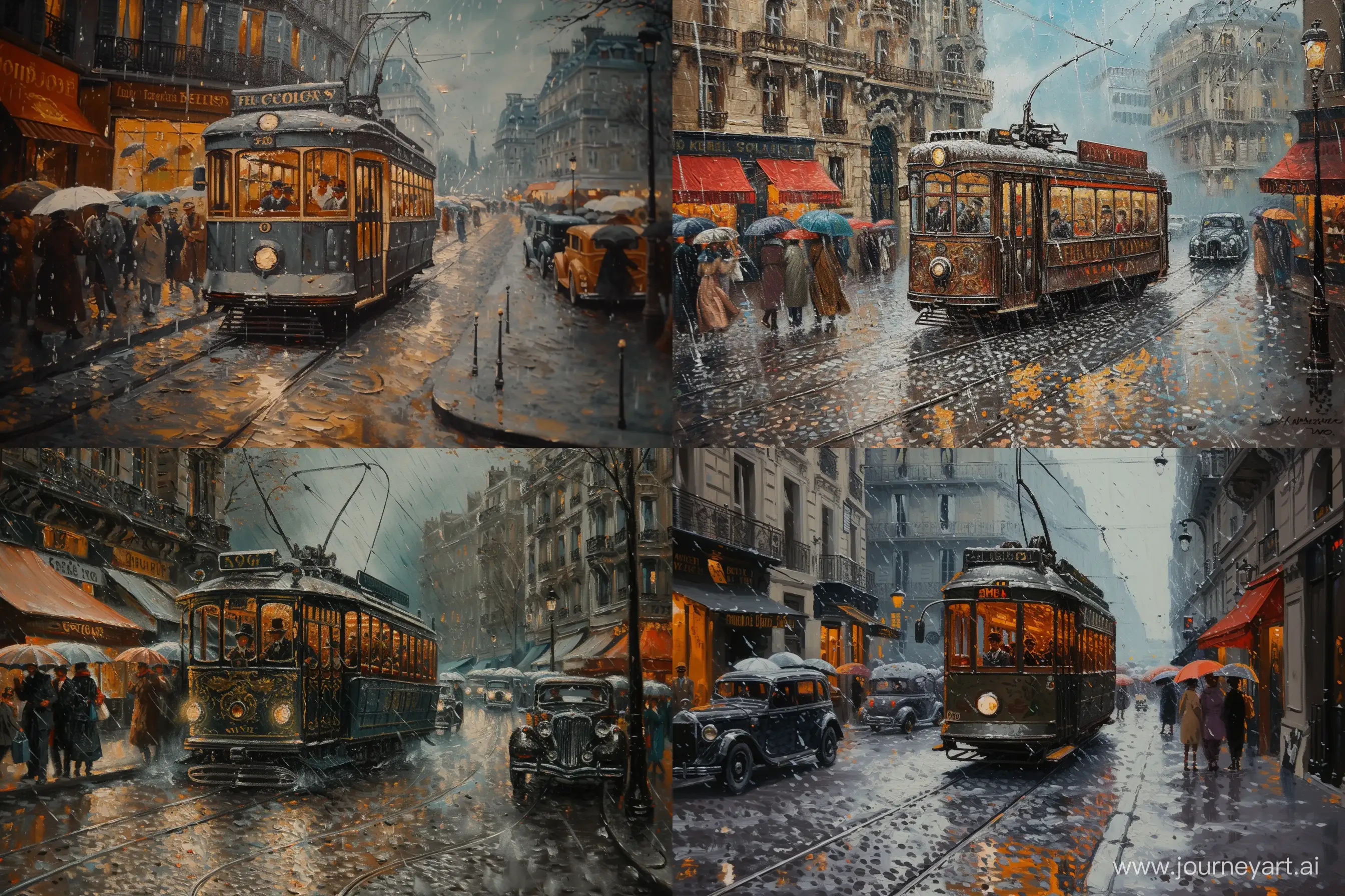Vintage-Parisian-Tram-Scene-Rainy-Day-Elegance-in-Frederic-Soulacroix-Style
