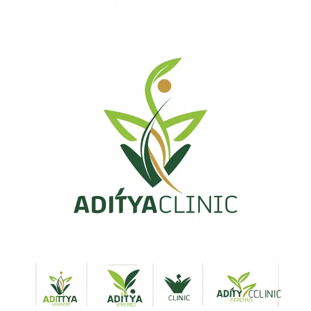 a logo design,with the text 'Aditya Clinic', main symbol:ayurvedic, nature, plant,Minimalistic,be used in Religious industry,clear background