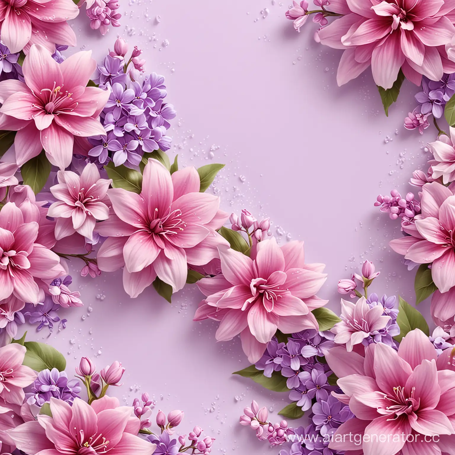 размер 3200 на 410 пикселей, дизайн, яркие цветы, яркий фон, розово-сиреневые тона