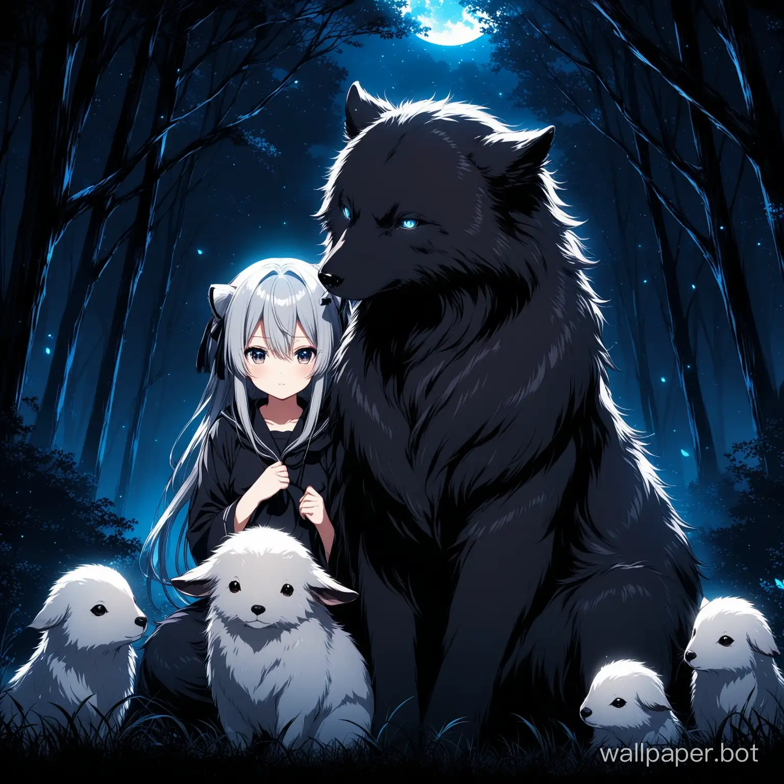 anime wallpaper dark with animals