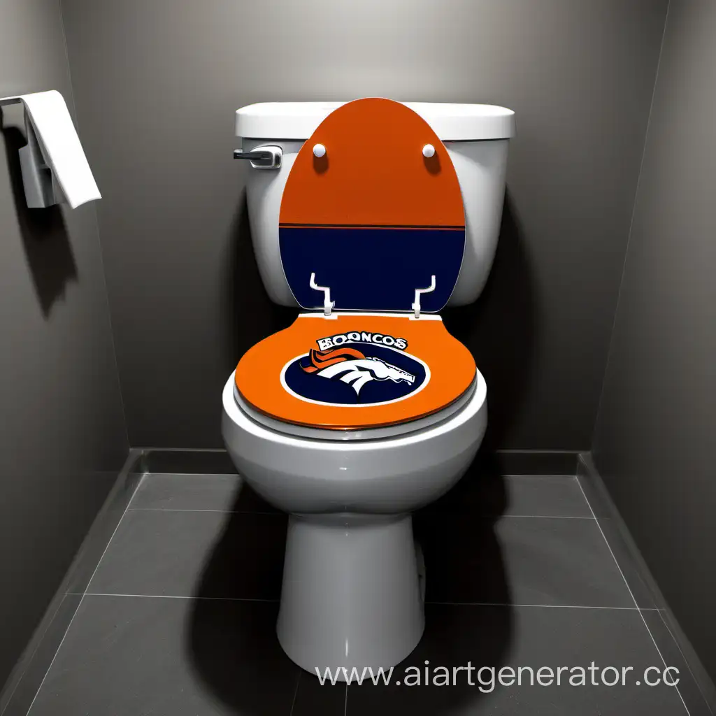 a toilet in the NFL  Denver Broncos colors