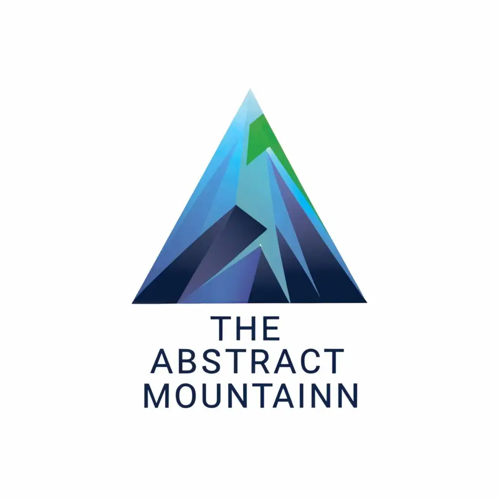 a logo design,with the text "Climbing the Abstract Mountain", main symbol: Use a series of jagged, abstract lines that resemble a mountain peak. The lines should gradually become more complex and intricate as they rise, symbolizing the increasing challenges one faces with hard work. Choose a gradient that transitions from dark to light shades, such as deep blues at the bottom moving into vibrant teals or whites at the top, representing progression and success. Incorporate a rough, textured look at the base that smooths out as it ascends, symbolizing the smoothing of difficulties with persistence.,Minimalistic,clear background