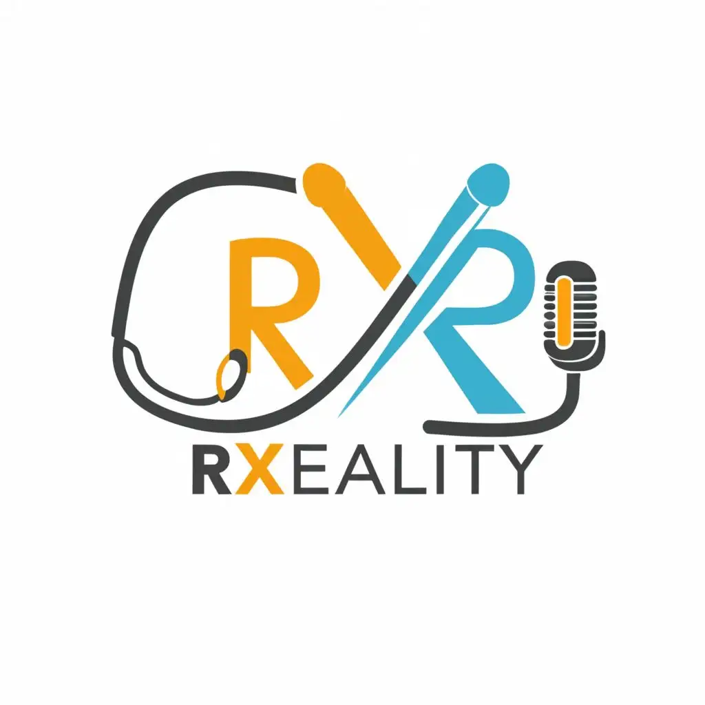 a logo design,with the text "Rxreality", main symbol:A stethoscope and mic,Moderate,be used in Entertainment industry,clear background