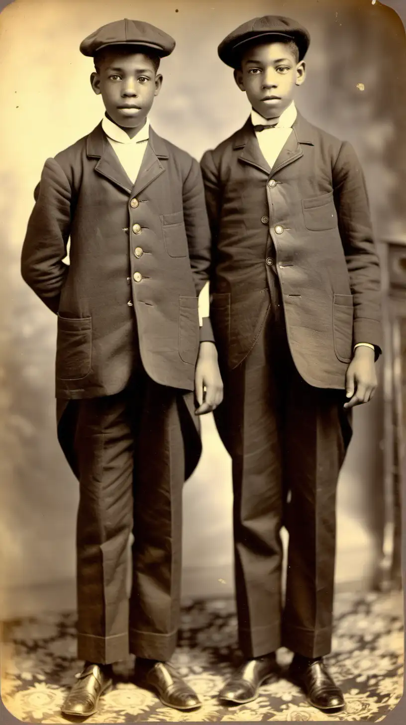 Vintage Portrait of Two African American Teenage Boys from the Early 1900s