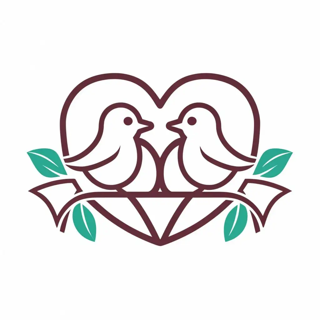 LOGO-Design-For-Love-Birds-Ultra-Detailed-Contour-Vector-in-Bright-Colors-for-Valentines-Day-TShirt