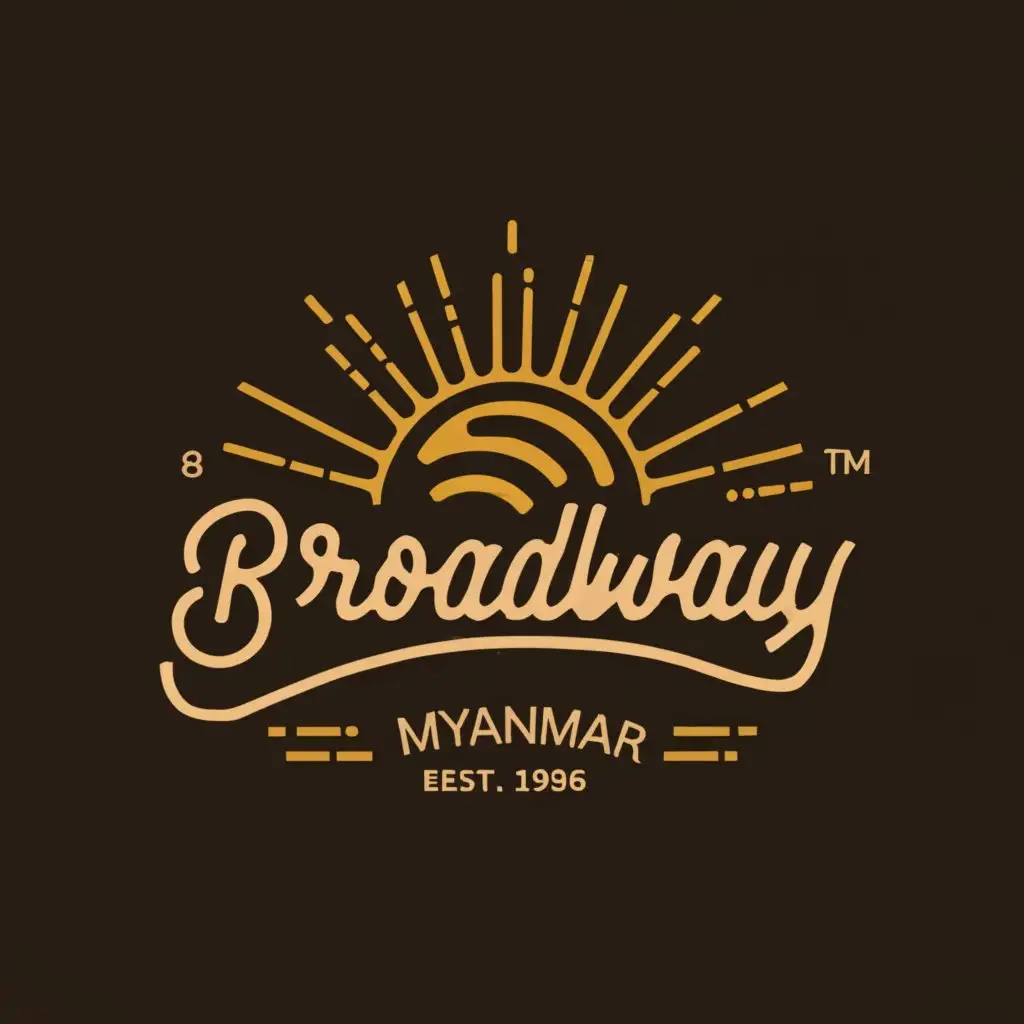 a logo design,with the text "Broadway Myanmar", main symbol:The Sune,Moderate,be used in Construction industry,clear background