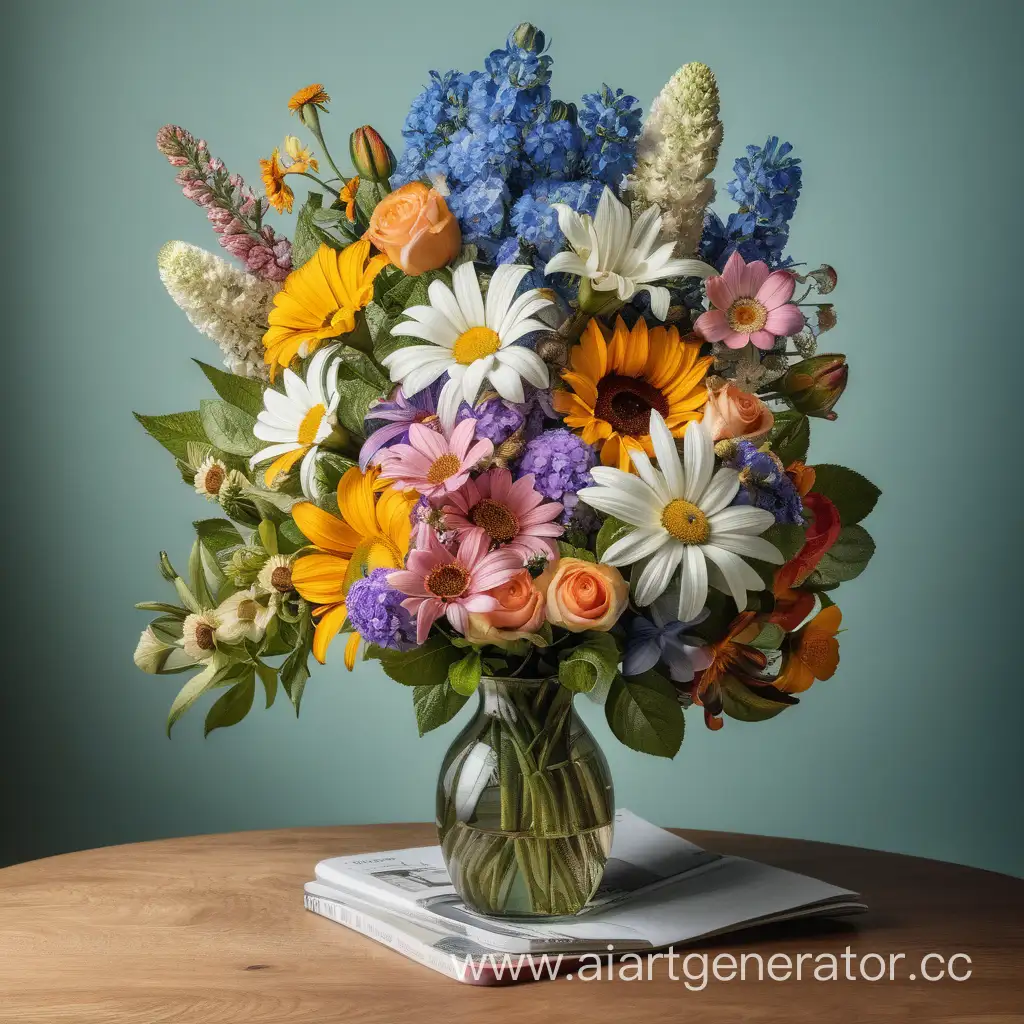Букет цветов на столе в вазе 