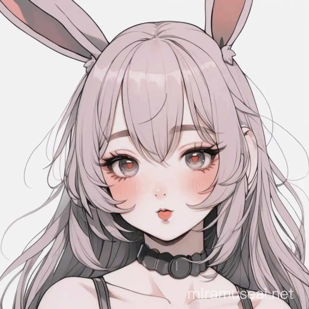 A bunny girl aesthetic art like drawing cute face and neck and upper body
