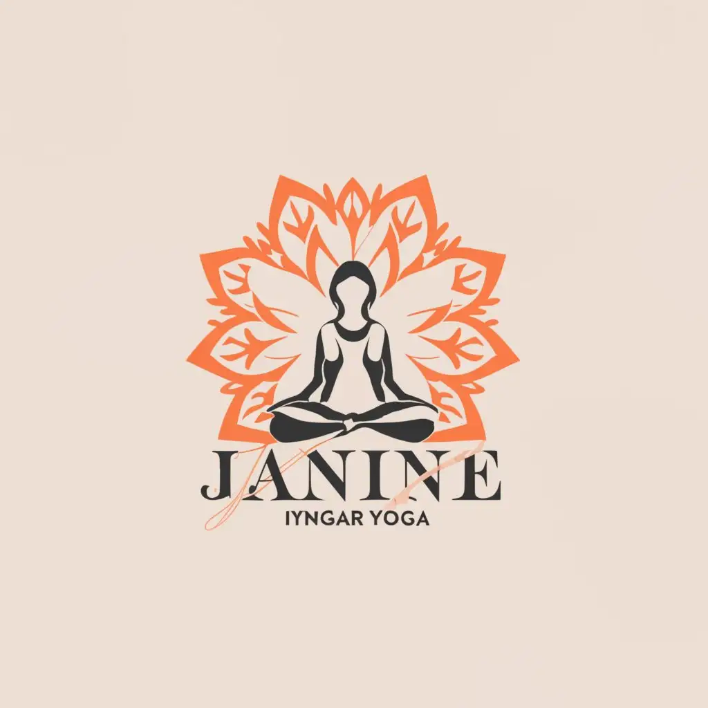 a logo design,with the text "Iyengar Yoga with Janine", main symbol:Yogapose,Moderate,be used in Sports Fitness industry,clear background