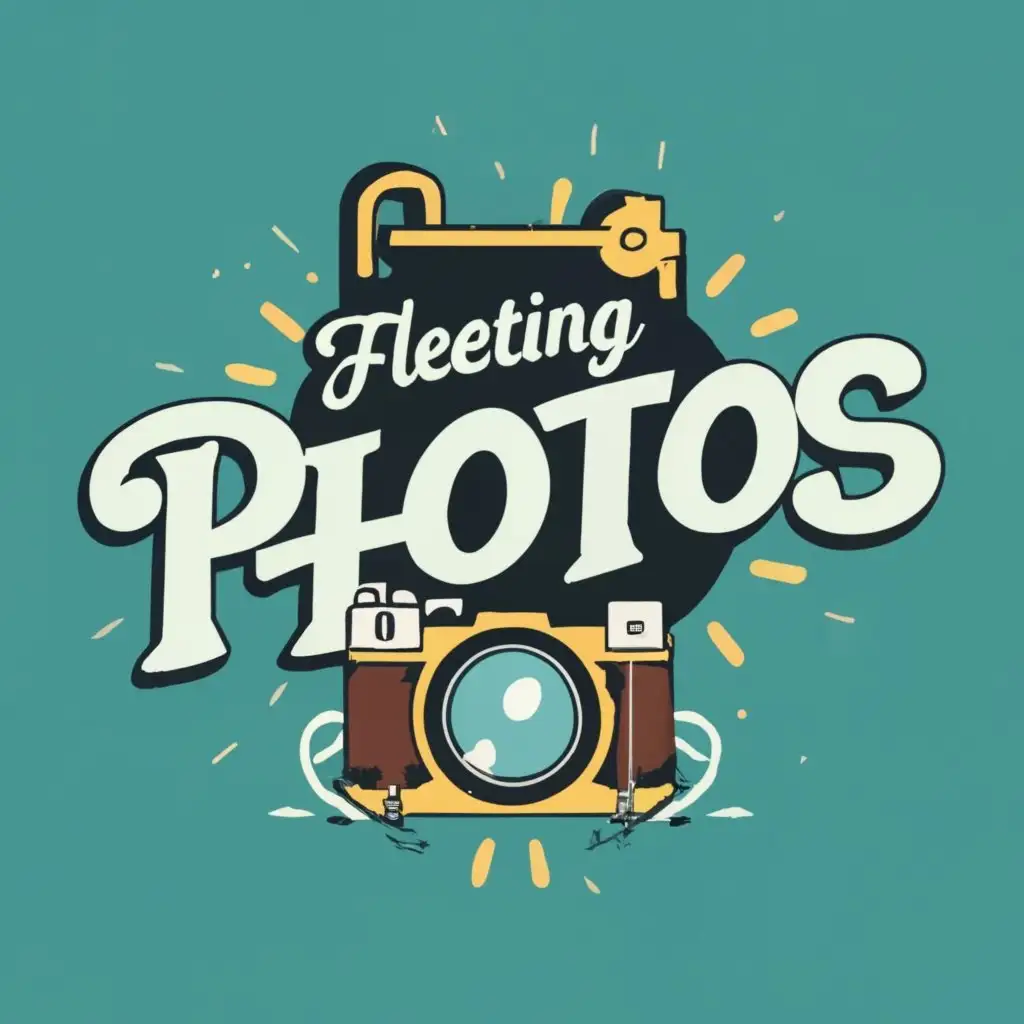 logo, camera, with the text "fleeting photos", typography, be used in Travel industry