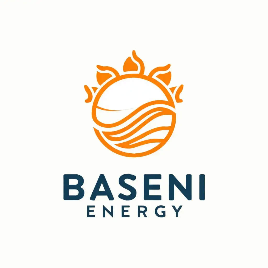 a logo design,with the text "BASENI ENERGY", main symbol:water, sun, wind, fire, energy,complex,clear background