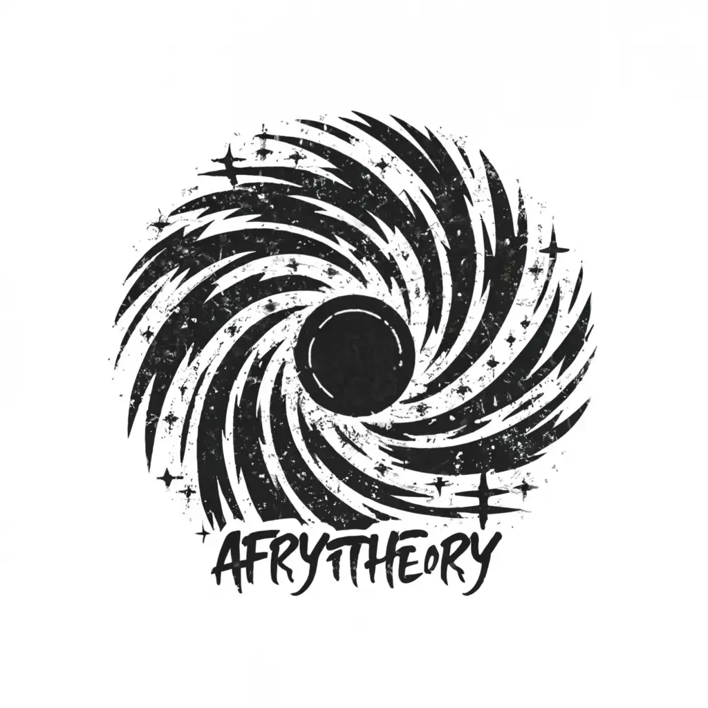 a logo design, with the text 'AFRYtheory', main symbol: black hole, universe, singularity, space, complex, clear background
