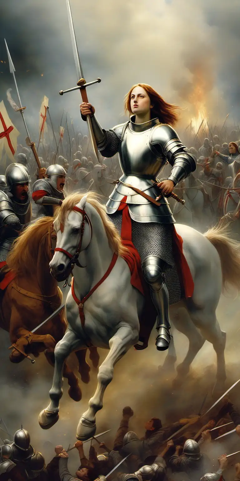 Joan of Arc Leading French Forces in Epic Battle