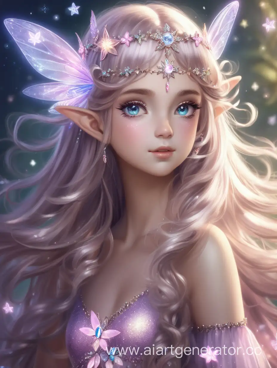 Beautiful fairy princess, her hair is shiny
