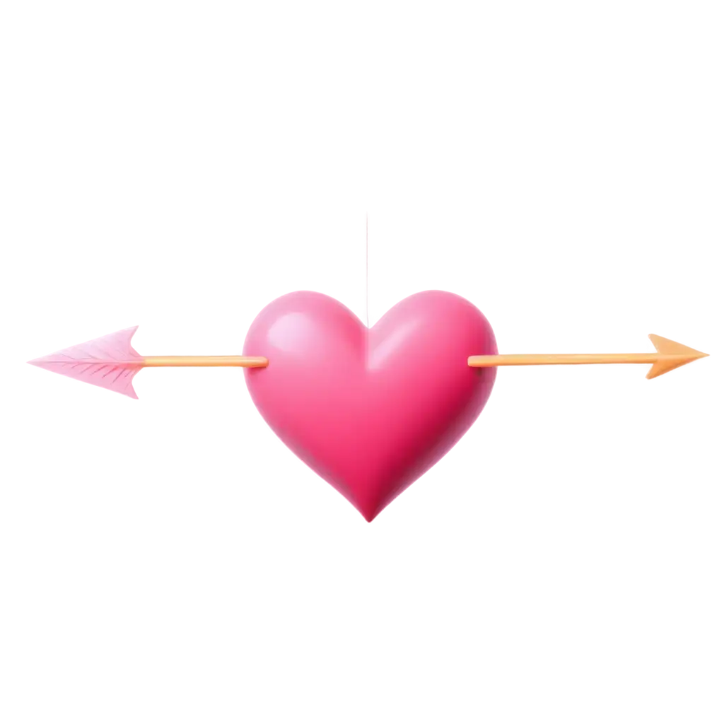 Voluminous-Pink-Heart-with-Arrow-in-HighQuality-PNG-Format