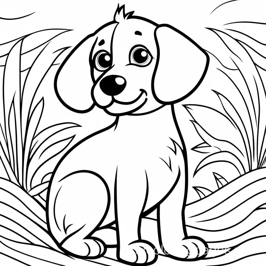 Simple-Black-and-White-Dog-Coloring-Page-with-Ample-White-Space