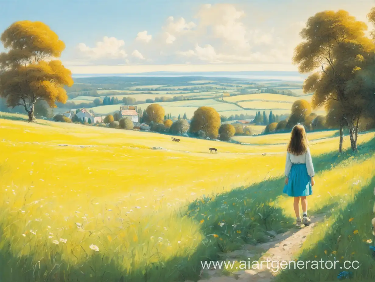 Vibrant-Landscape-Featuring-a-Joyful-Girl