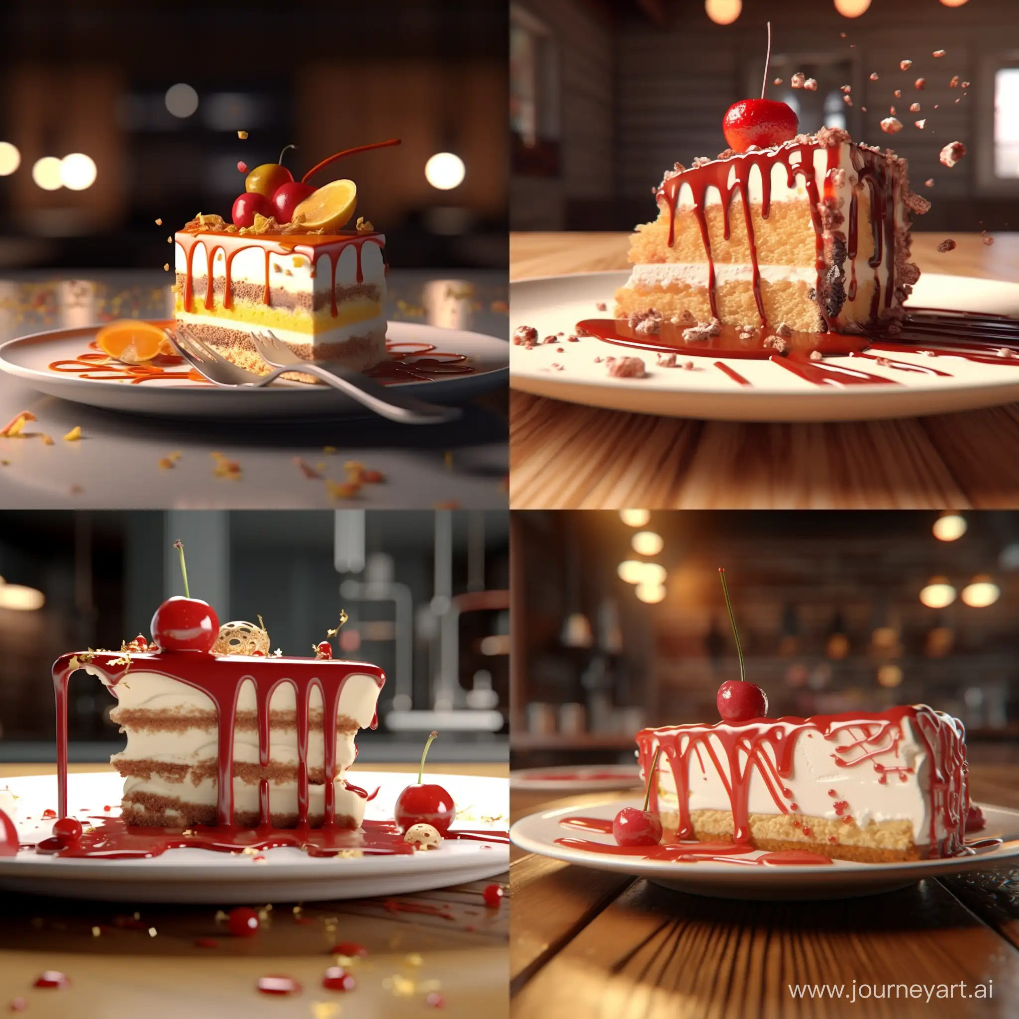 Cheese cake. 3D animation 