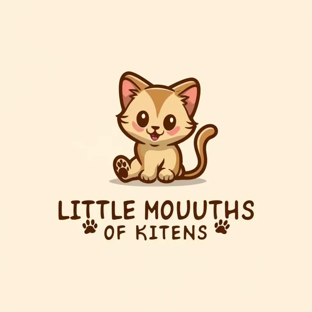 LOGO-Design-For-Little-Mouths-of-Kittens-Whimsical-Text-with-Kitten-Illustration-on-a-Clear-Background