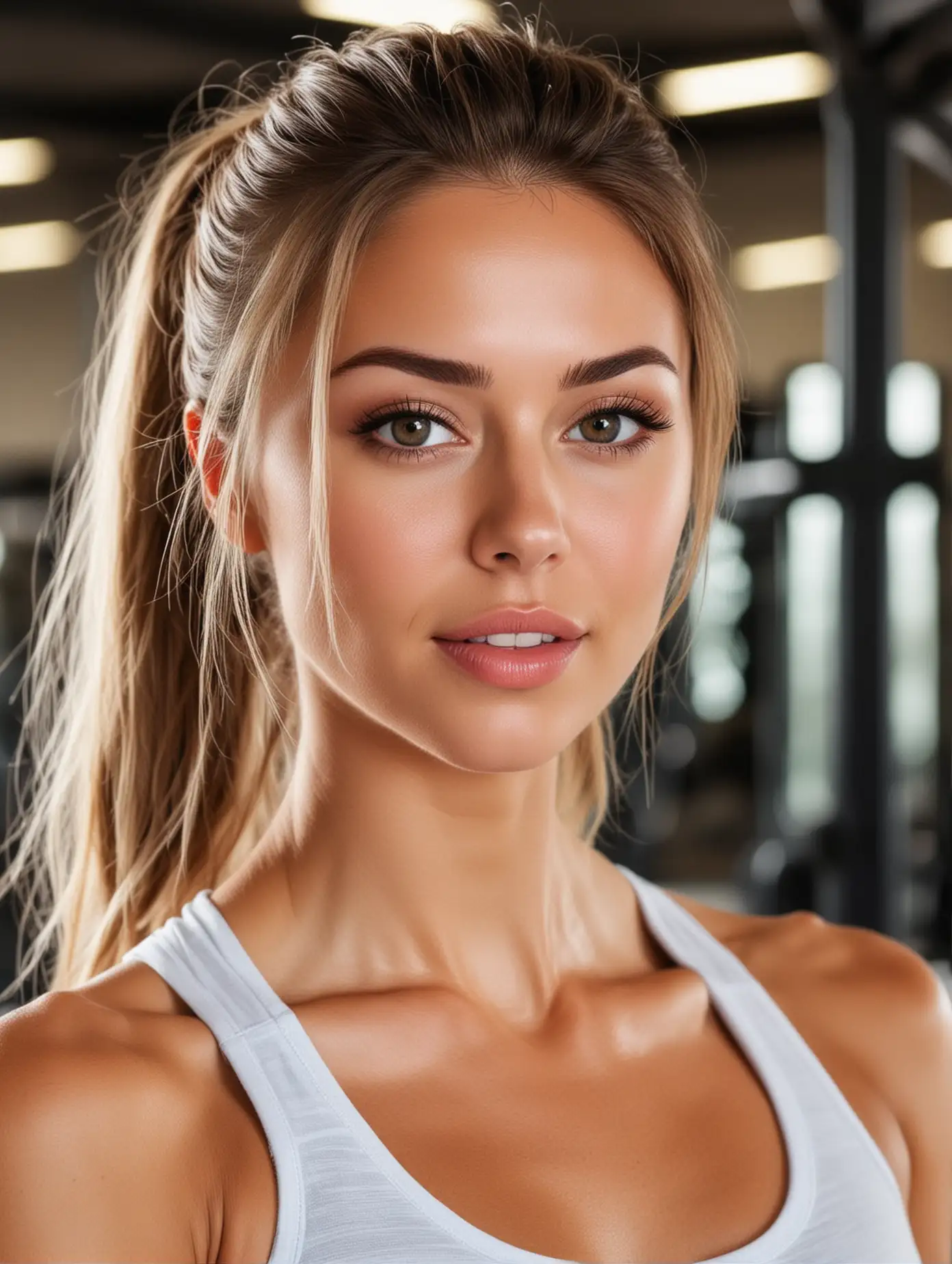 Exquisite Fitness Girl with Gym Background