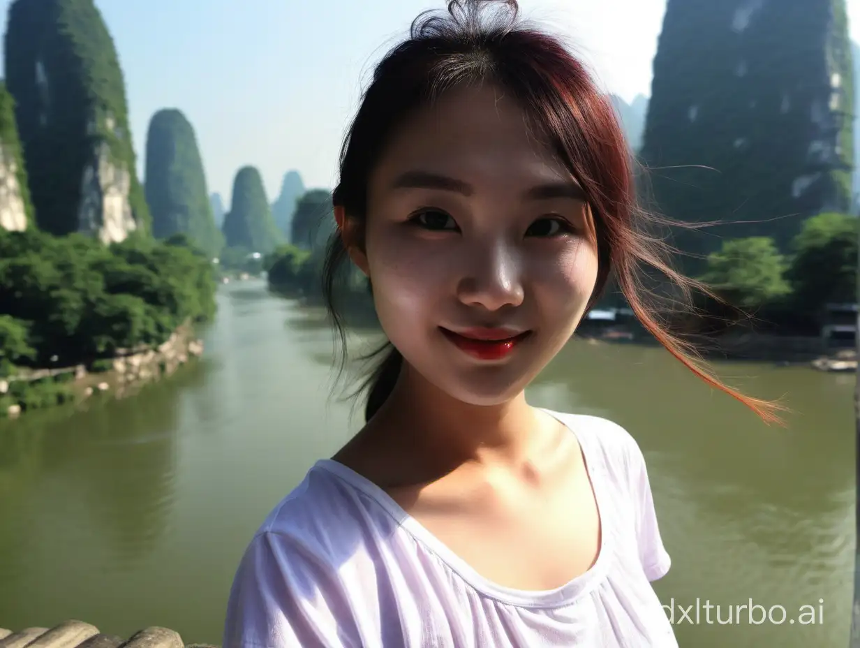 a nice KOL girl in Guilin, sunshine on face