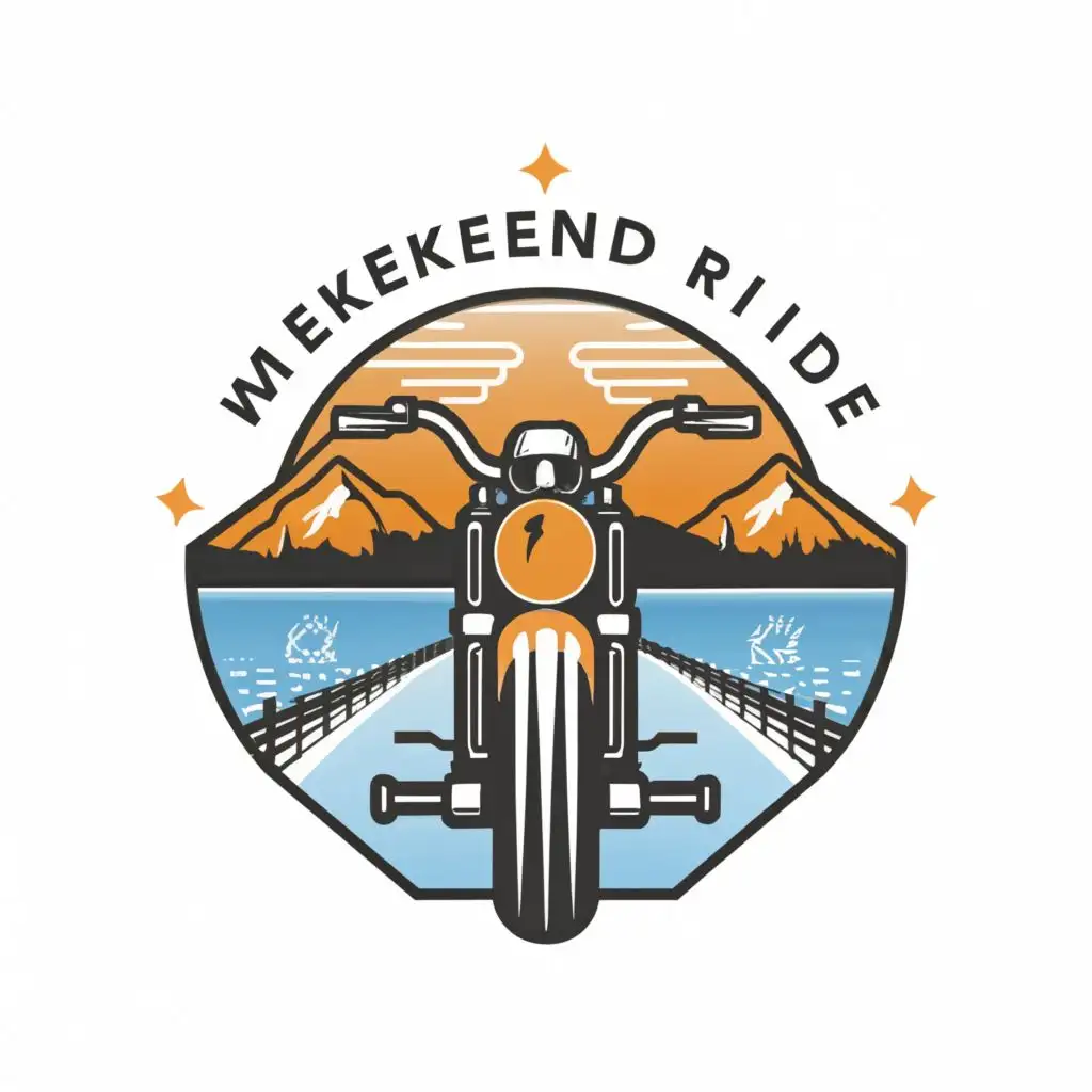 a logo design,with the text "Weekend Ride Marco", main symbol:Bobber motorcycle headlight and front wheel with vineyards or mountains in the background and with an established date of 2024 for YouTube channel,Moderate,be used in Automotive industry,clear background