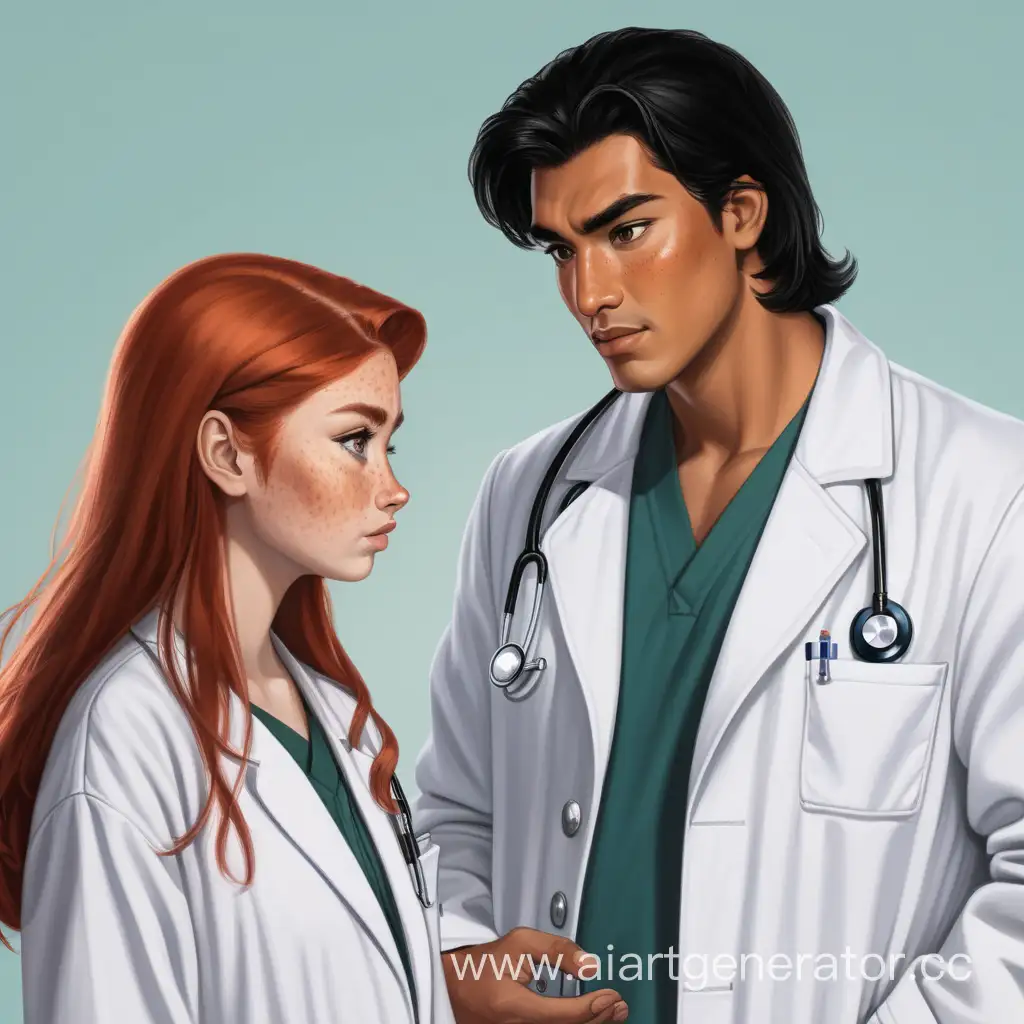 Central-Asian-Doctor-Discussing-Medical-Treatment-with-Freckled-Patient