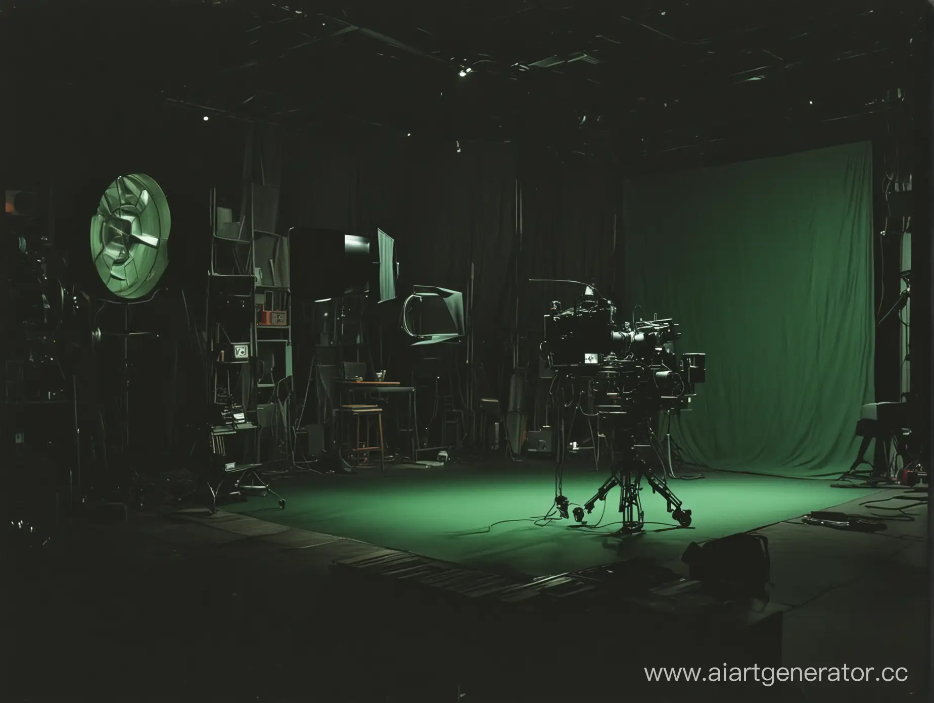 Cъемочная площадка кино, темная с зеленым