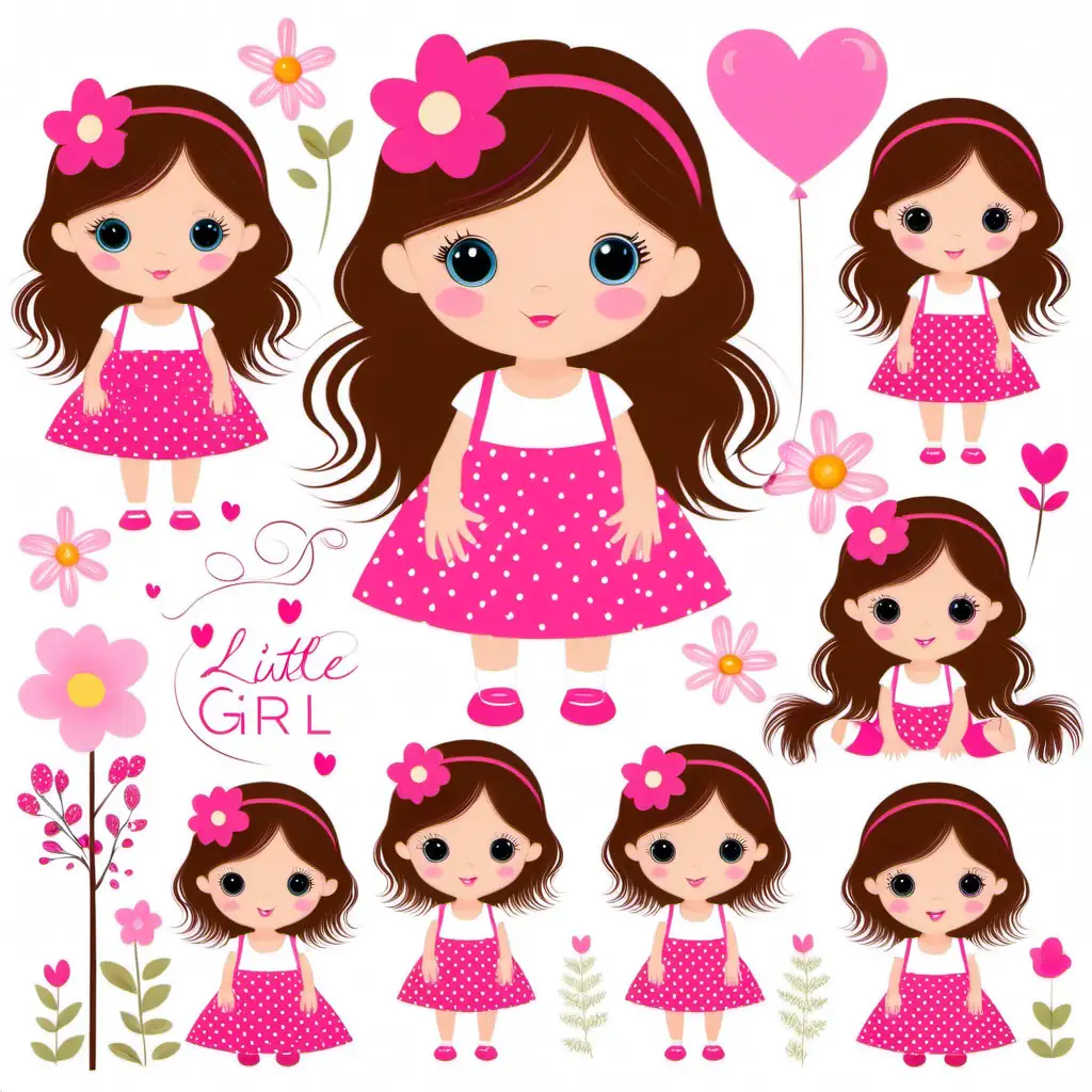 Adorable Digital Clipart of a Sweet Little Girl