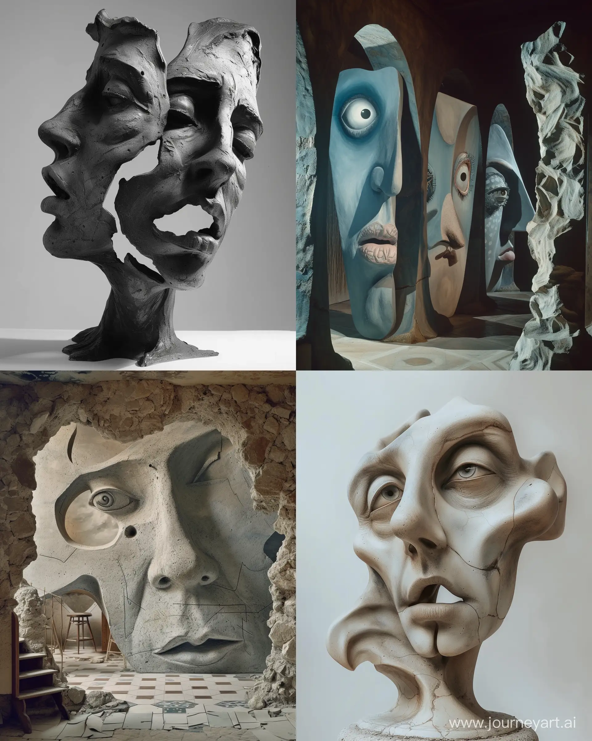 staged photography of surrealism sculptures by salvador dali, abstract art, absurd art --ar 4:5