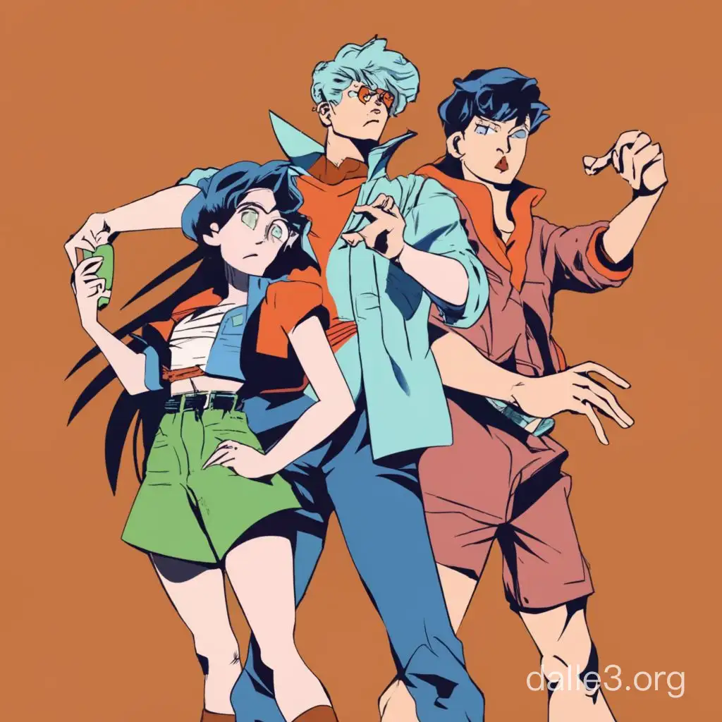 AnimeInspired Trio Striking a Terracotta Pose | Dalle3 AI