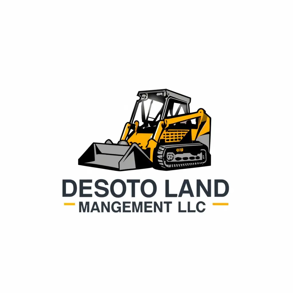 a logo design,with the text "Desoto Land Management LLC", main symbol:skidsteer bobcat,Moderate,be used in Construction industry,clear background