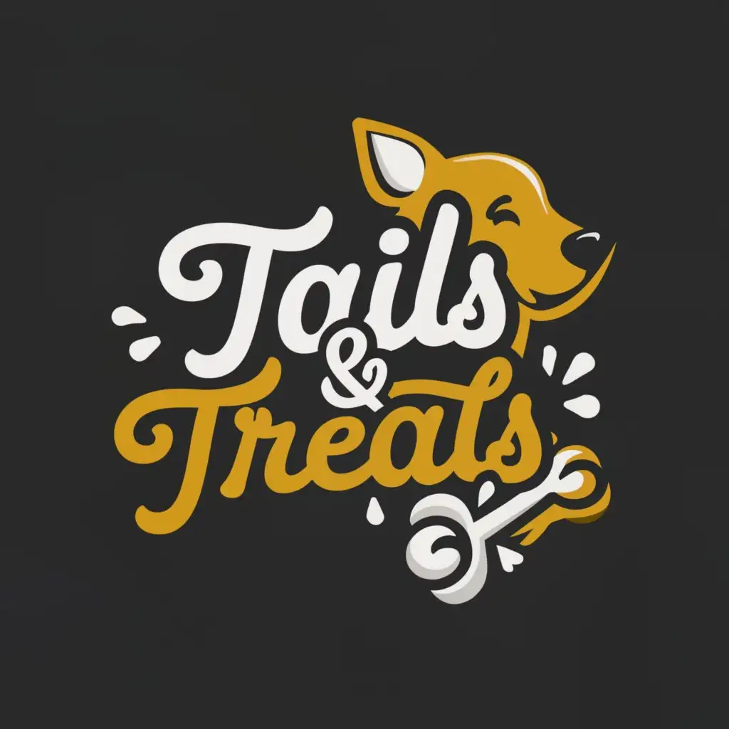 a logo design,with the text "Tails & Treats", main symbol:A PAW, A BONE, a dog,Moderate,be used in Restaurant industry,clear background